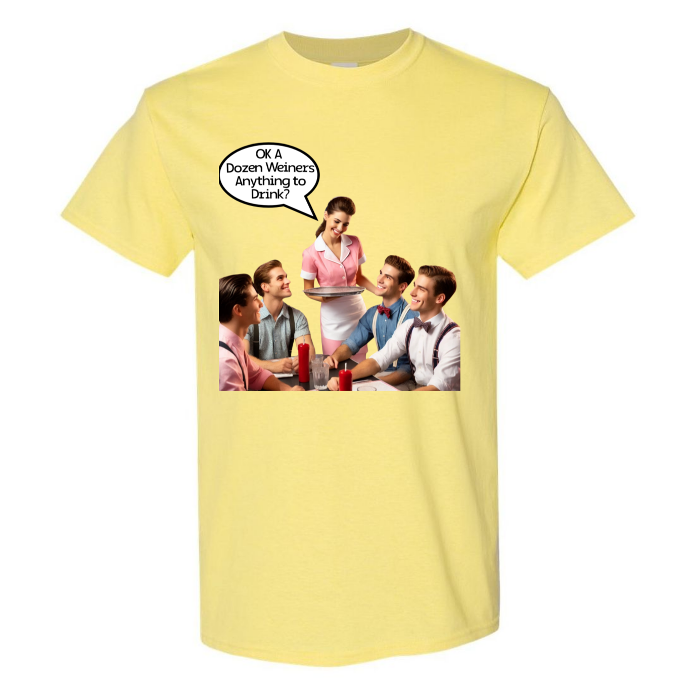 Buy your yellow Novelty gay tee giving bottom Vibes on sale today Themed T-Shirt. Bottom Vibes. Novelty gay tee.