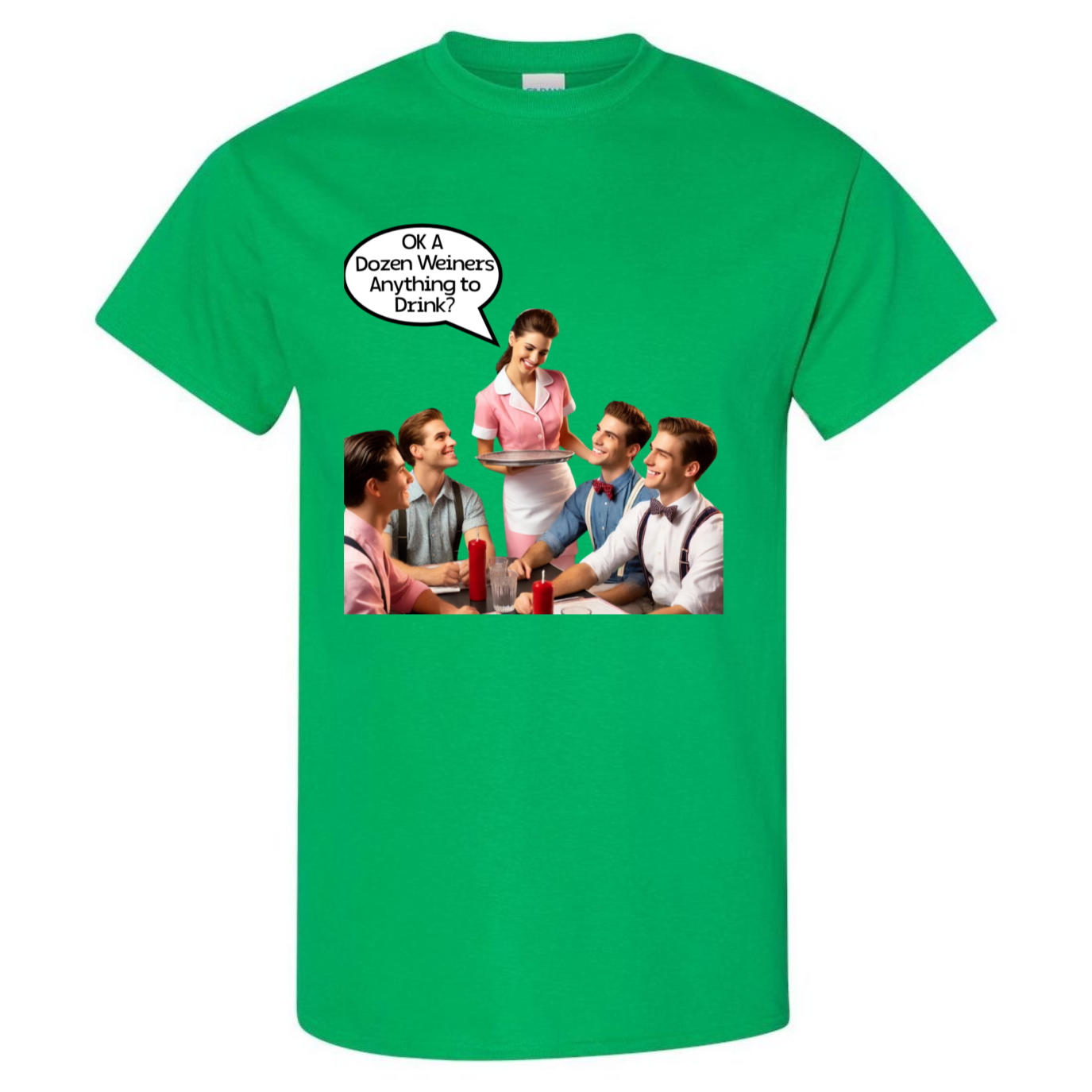 Green LGBTQ Themed T-Shirt. Bottom Vibes. Novelty gay tee.