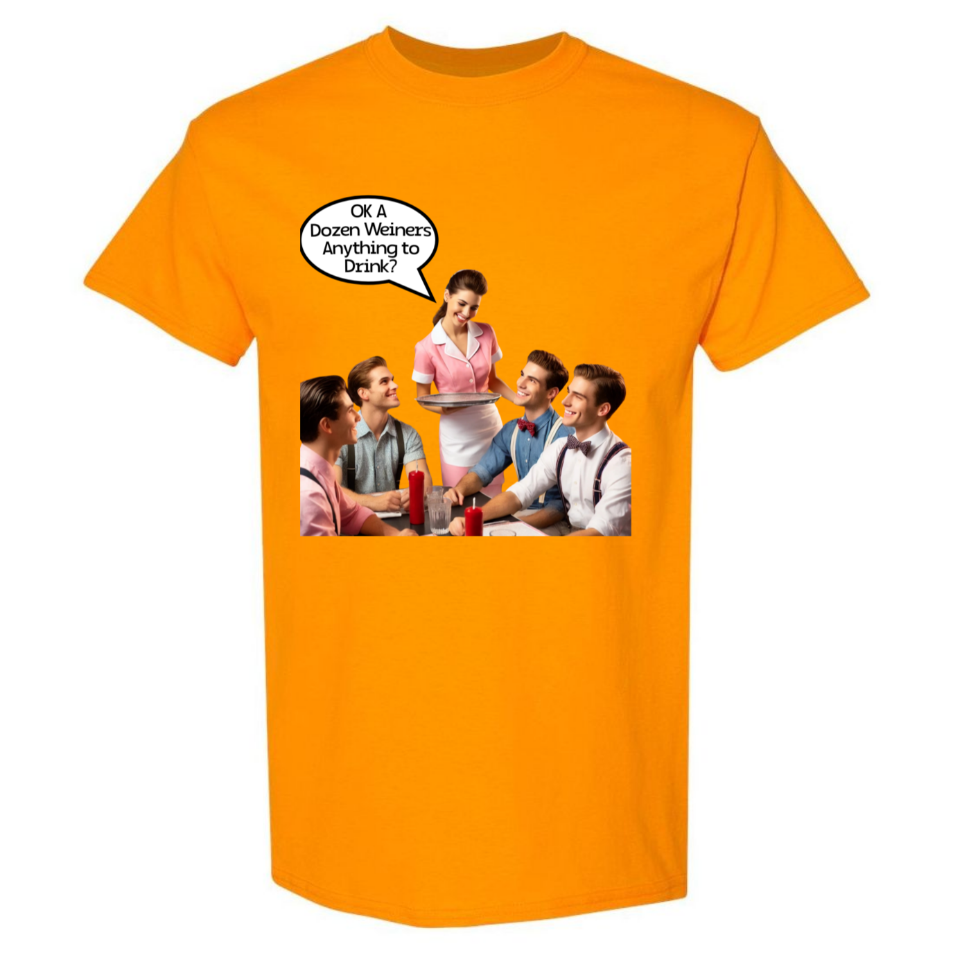 Orange LGBTQ Themed T-Shirt. Bottom Vibes. Novelty gay tee.